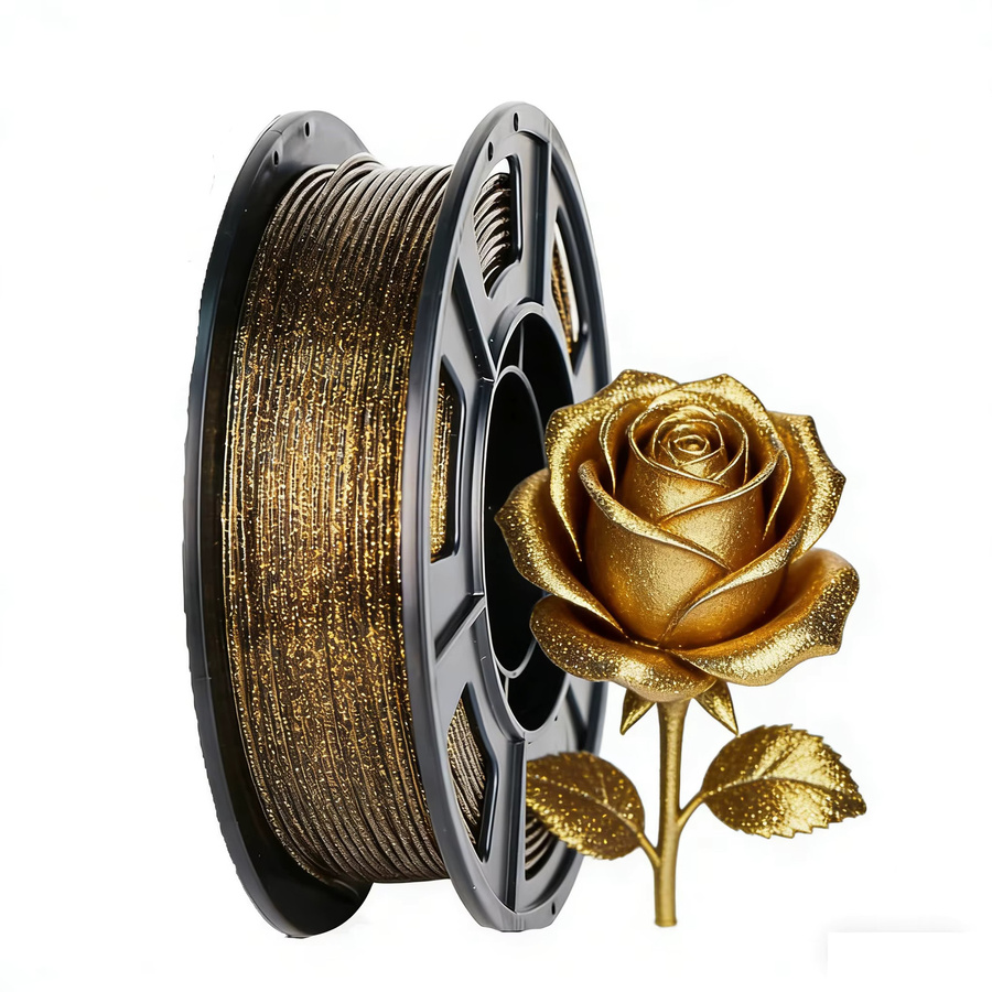 MANLANG Galaxy Glitter PLA Filament 1,75 mm für FDM 3D-Drucker, Schwarz-Gold Glitzer, 250 g - Bild 4