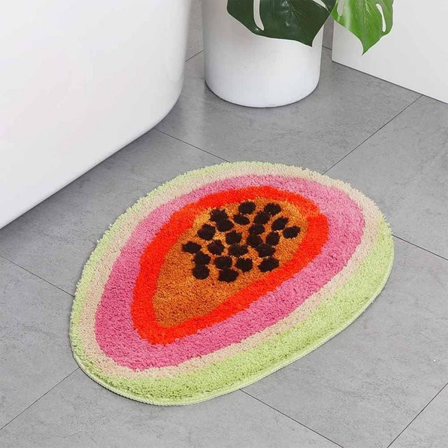 Saugfähiger und rutschfester Badezimmerteppich in Leidenschaftsfruchtform von inyahome, Farbe Grün - Bild 1
