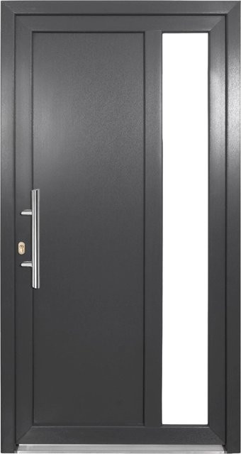 Panto Kunststoff-Haustür K011 mit Glaseinsatz in Weiß-Anthrazit, B: 110 cm, H: 210 cm, DIN Links - Bild 1