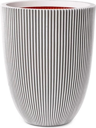 CAPI EUROPE Vase GROOVE in Elfenbein, minimalistische Kunststoff-Vase mit Streifenmuster, B/H: 34 x 46 cm