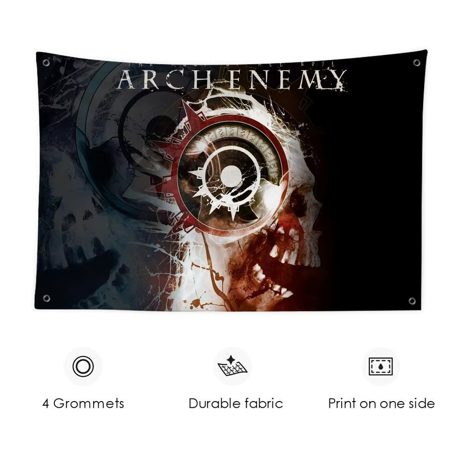 A-ARCH E-ENEMYs Rockband-Flagge als Wanddekoration und Banner mit Metallschnalle, B: 90 cm, H: 60 cm - Bild 3