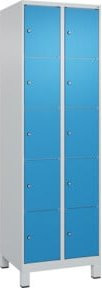 C+P Schließfachschrank Classic PLUS mit 2 Abteilen und Füßen, Farbe Grau und Lichtblau, B/T/H: 195 x 60 x 50 cm - Bild 1