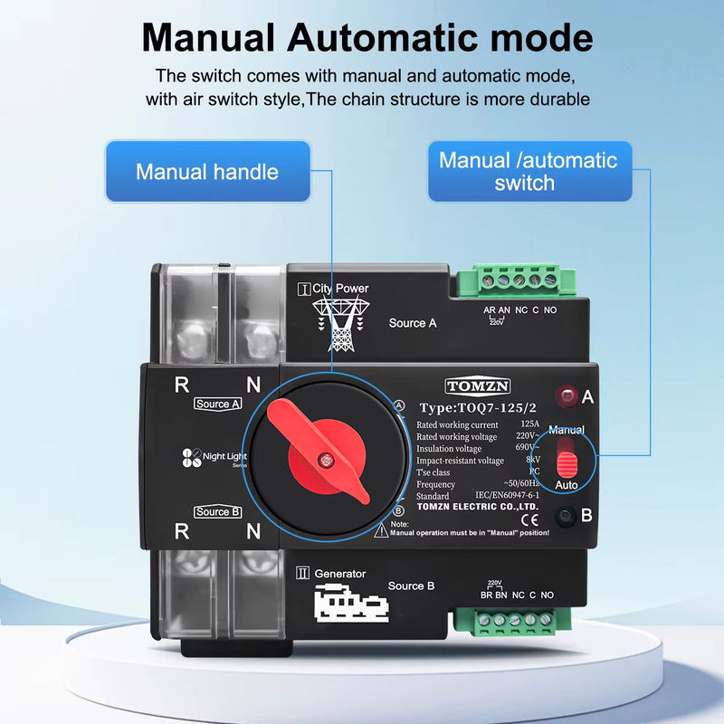 TOMZN Automatischer Umschalter ATS für DIN-Schienen AC 220V 230V 2P unterbrechungsfrei - Bild 3