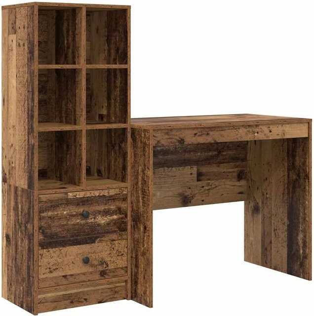 vidaXL Schreibtisch mit Hochboard Set in Braun aus Holzwerkstoff im minimalistischen Design - Bild 1