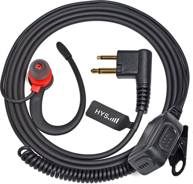 HYS 2-poliges G-förmiges In-Ear-Ohrhörer-Headset mit PTT-Mikrofon in Schwarz für Motorola CP040, CP200 und XTN446 Funkgeräte - Bild 1