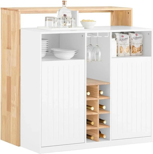 SoBuy Kücheninsel KNL07-WN als Küchenschrank, Kommode und Buffet in Weiß aus Kautschukholz und Kiefer, B/T/H: 105 x 50,95 x 60 cm - Bild 1