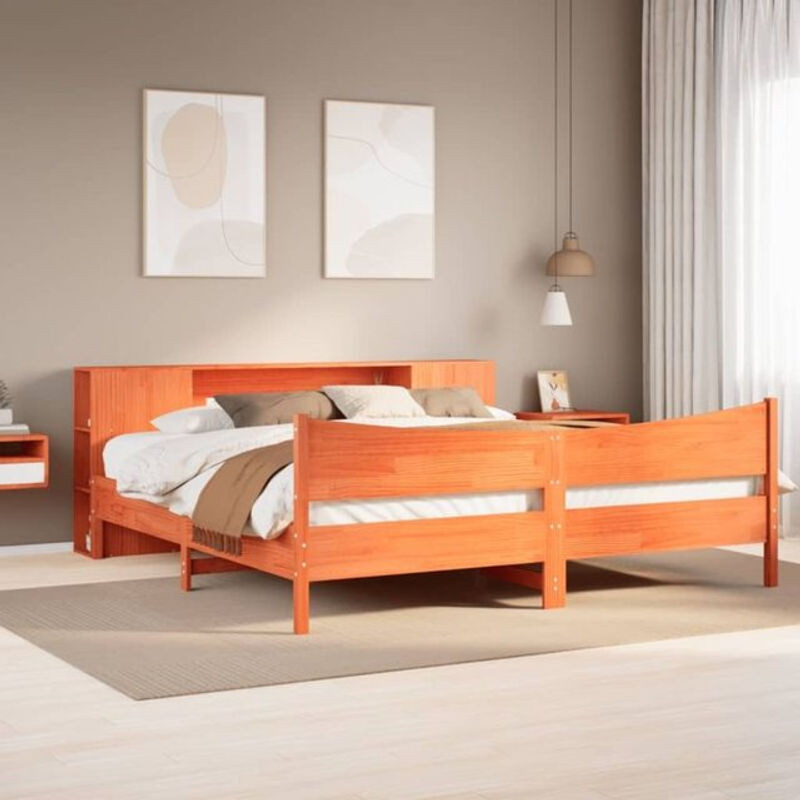 VIDAXL Massivholzbett aus Kiefer in Braun, Modernes Bett ohne Matratze, B/T: 200 x 200 cm - Bild 1