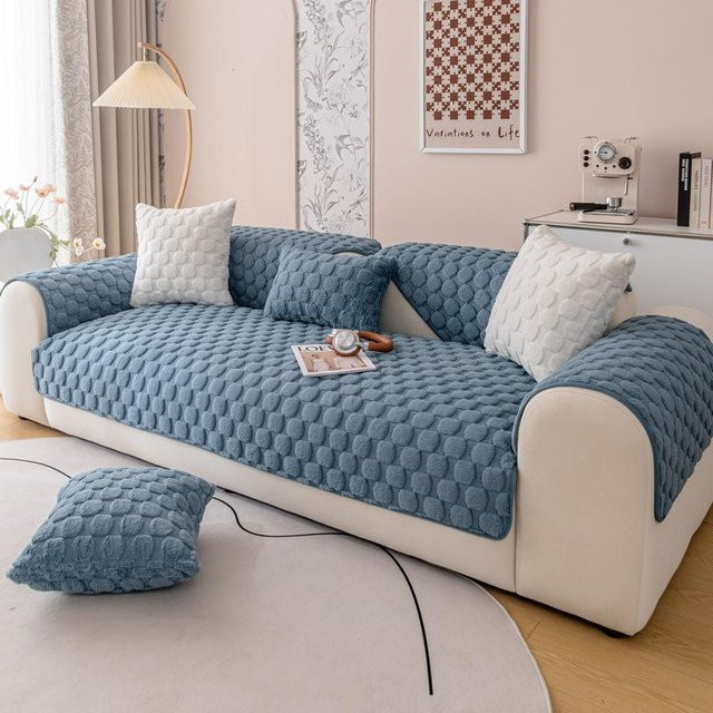 Luxuriöser Kaninchen Plüsch Sofabezug für Herbst und Winter, verdicktes quadratisches Kissen aus Polyester, B/T/H: 70 x 70 x 0 cm - Bild 1