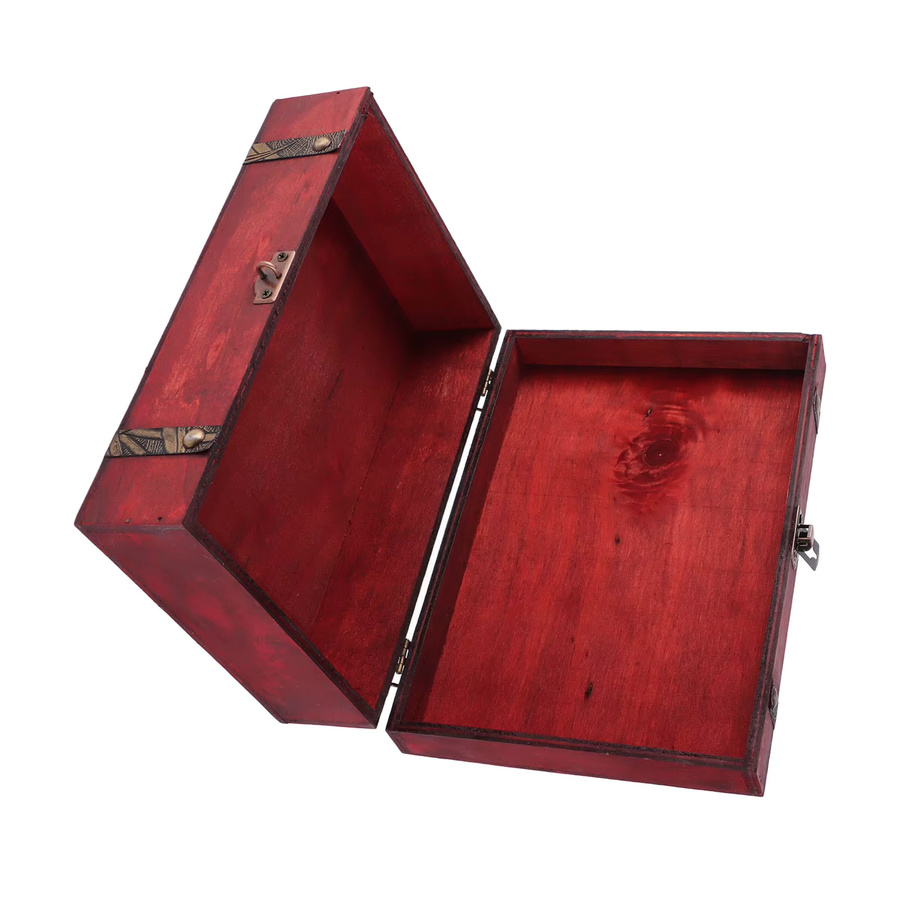 Schmuckschatulle Fdit Retro Desktop-Aufbewahrung aus Holz mit Schloss in Rot - Bild 2