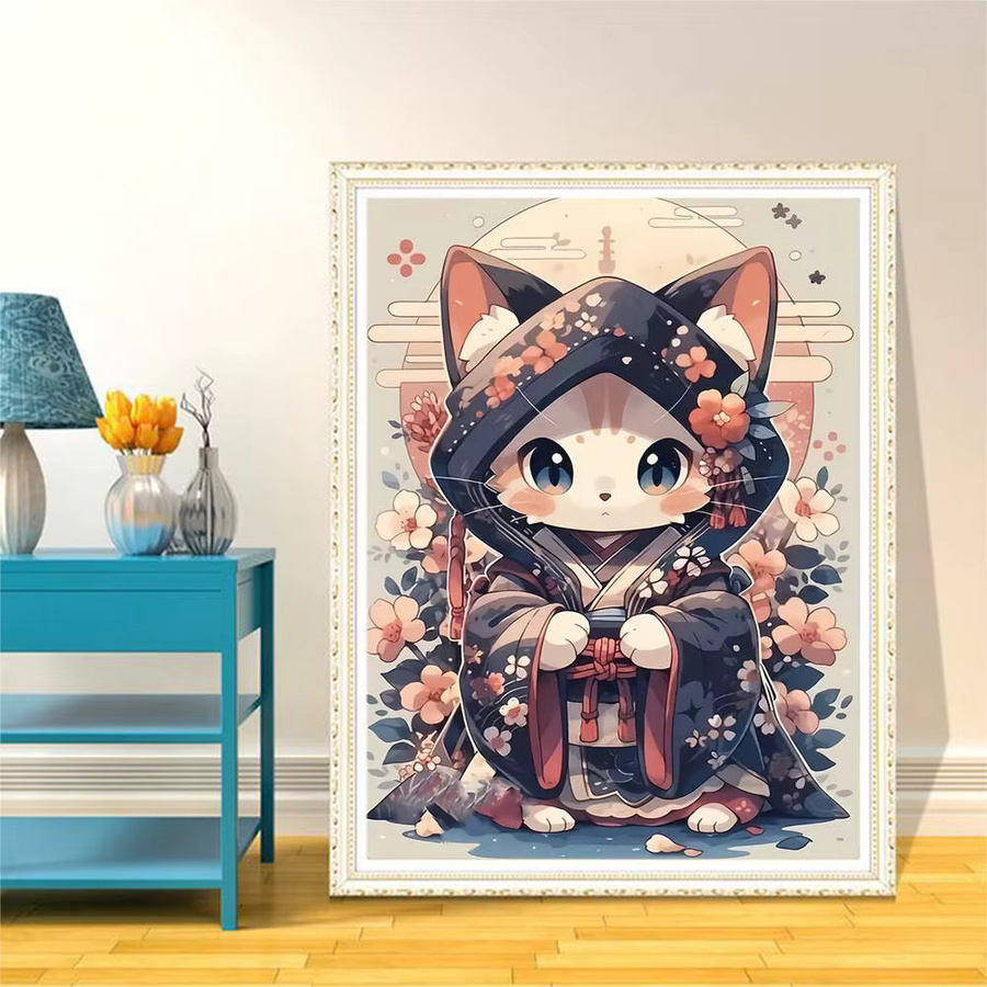 Huacan 5D-Diamantgemälde Katze Cartoon DIY Mosaik Stickerei in Multicolour B/H/T: 30,0 x 20,0 x 20,0 cm - Bild 3