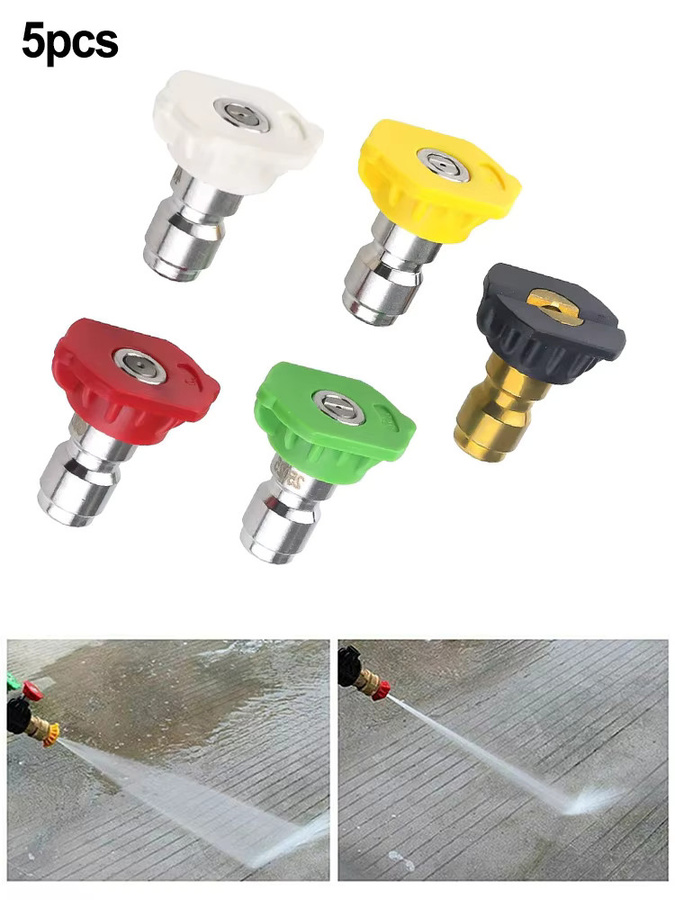 DAZZLEEX 5er Set Hochdruckreiniger Sprühdüsen mit 1/4 Zoll Schnellkupplung und Adapter für Wasserpistolen, Multicolor - Bild 4