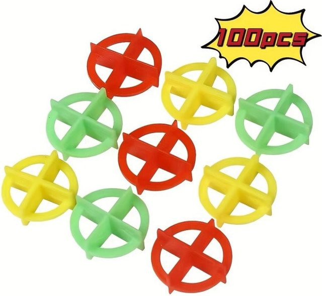100 Stück Fliesen-Nivelliersystem-Clips aus weißem Nylon für Boden- und Wandfliesen mit 1 bis 3 mm Abstandhalter-Keilen - Bild 1