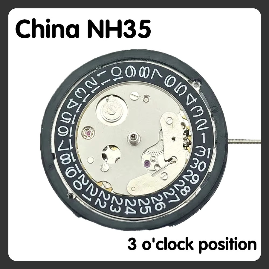OUMASHI Uhrwerk, Automatisches Mechanisches Uhrwerk, Schwarz/Weiß, Datumsanzeige - Bild 2