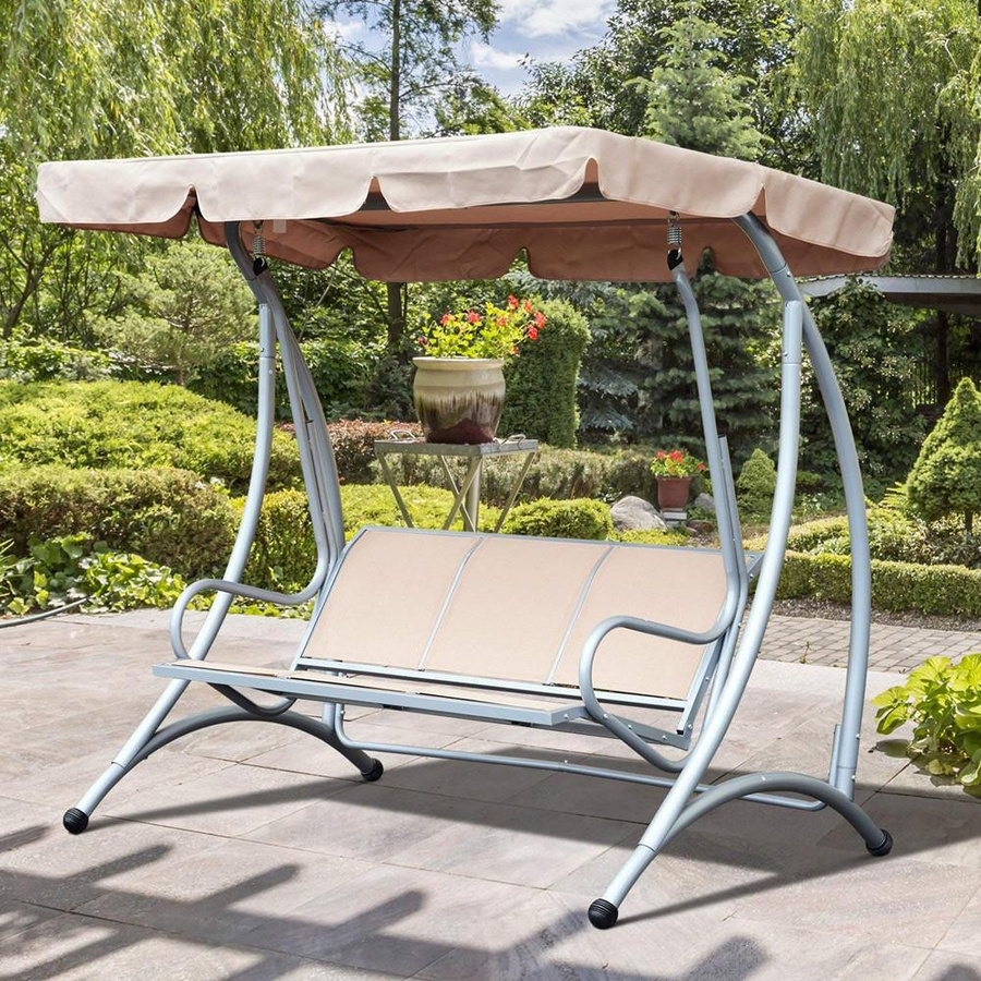 Wasserdichter Ersatz-Baldachin für Garten-Schaukel von qingrui aus beige Oxford-Gewebe B/T/H: 164 x 114 x 15 cm - Bild 4