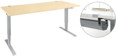 Schäfer Shop Genius Schreibtisch Aero Flex, elektrisch höhenverstellbarer Schreibtisch mit Kabelkanal, Ahorn/weiß, B: 160 cm, T: 80 cm, H: 62-128 cm - Bild 1