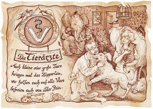 Zunftbild Tierarzt als Vintage Paper Poster auf Antikpapier, Mehrfarbig, A4 - Bild 1