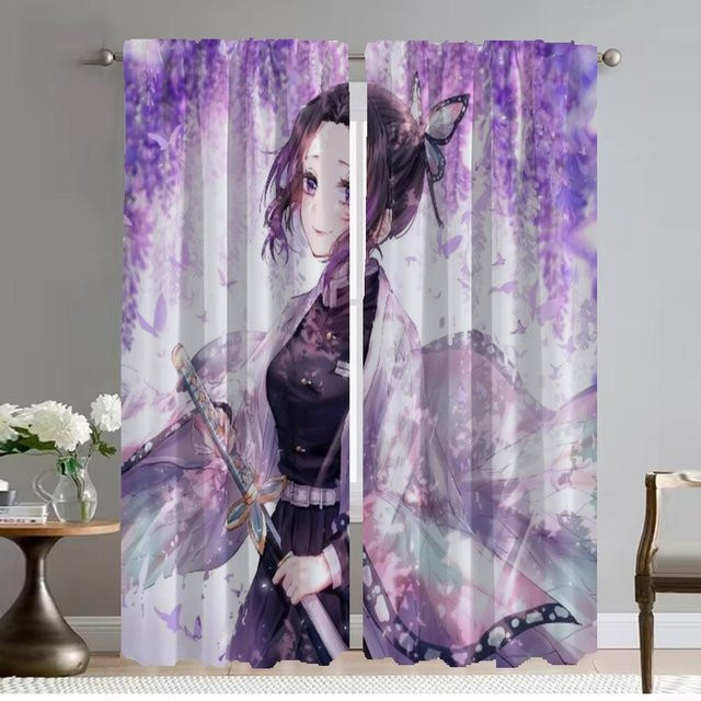 Shades Demon Slayer Verdunkelungsvorhänge, 2-teiliges Set, lila, B: 50 cm, H: 70 cm - Bild 1