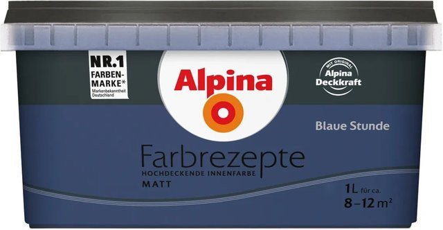 Alpina Farbrezept Blaue Stunde matt Wasserbasierte Wandfarbe Blau 1 Liter - Bild 1