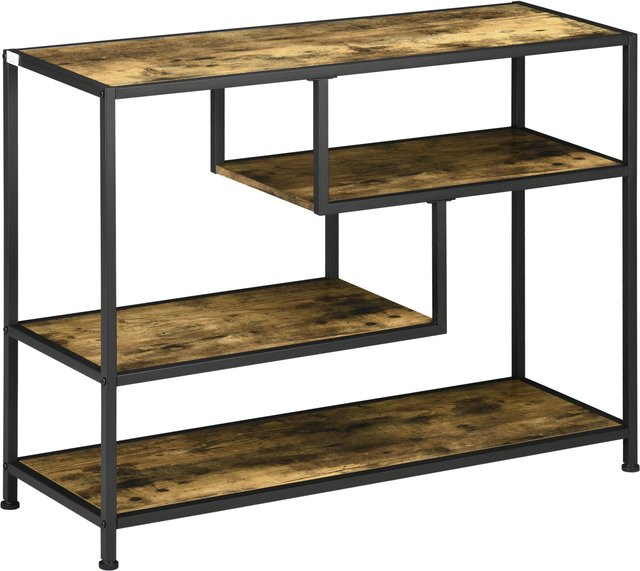 HOMCOM Konsolentisch mit 4 Ebenen und Stahlbeinen in Rustikal-Braun, B/T/H: 99,6 x 33,6 x 74 cm - Bild 1