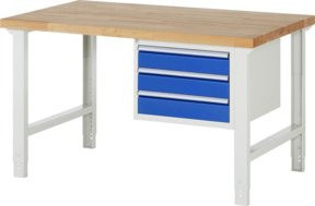 Rau Werkbank höhenverstellbar mit 3 Schubladen, B/T/H: 150 x 90 x 79-114 cm - Bild 1