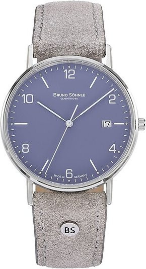 Bruno Söhnle Herrenarmbanduhr, Quarz, Edelstahl, Leder, 38 mm, Violett - Bild 1