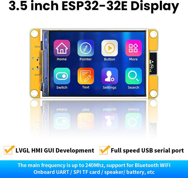 Keyestudio ESP32-WROOM-32E TFT-LCD-Display mit 3,5 Zoll, 320 x 480 Pixeln, 120 Grad Betrachtungswinkel und WiFi für Arduino und LVGL, Bunt - Bild 1