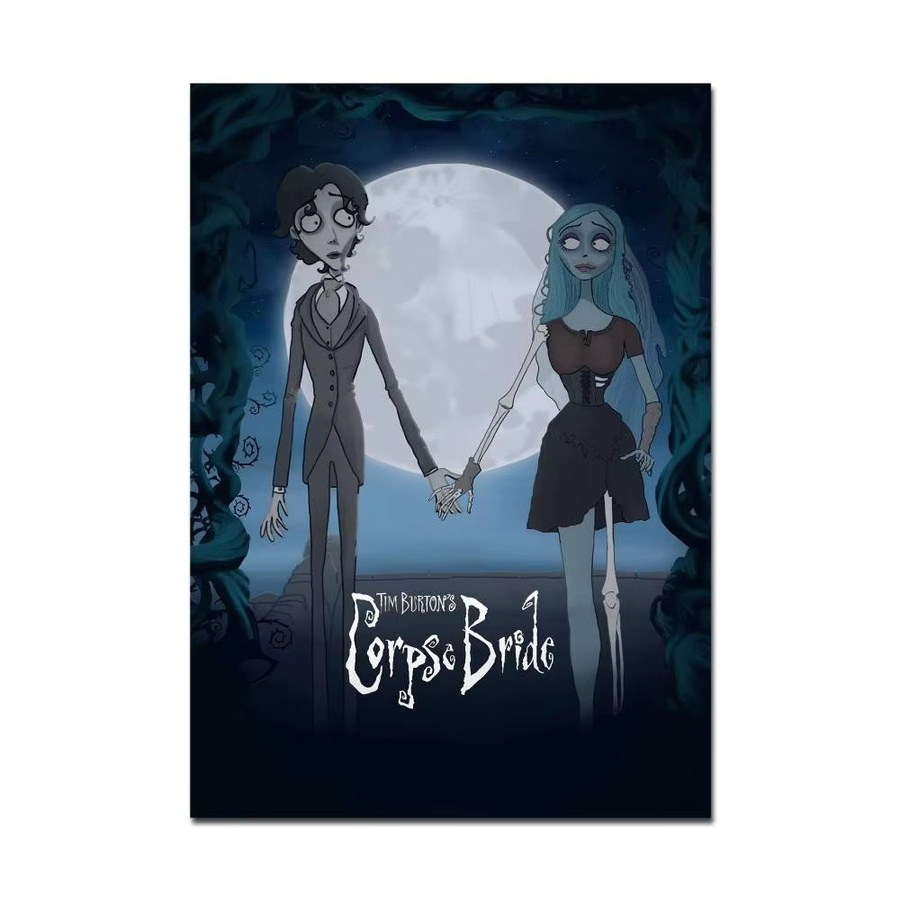 Retro Cartoon Corpse Bride Klebeposter aus Kraftpapier in Braun und Multicolour für dein Zimmer oder Café - Bild 5