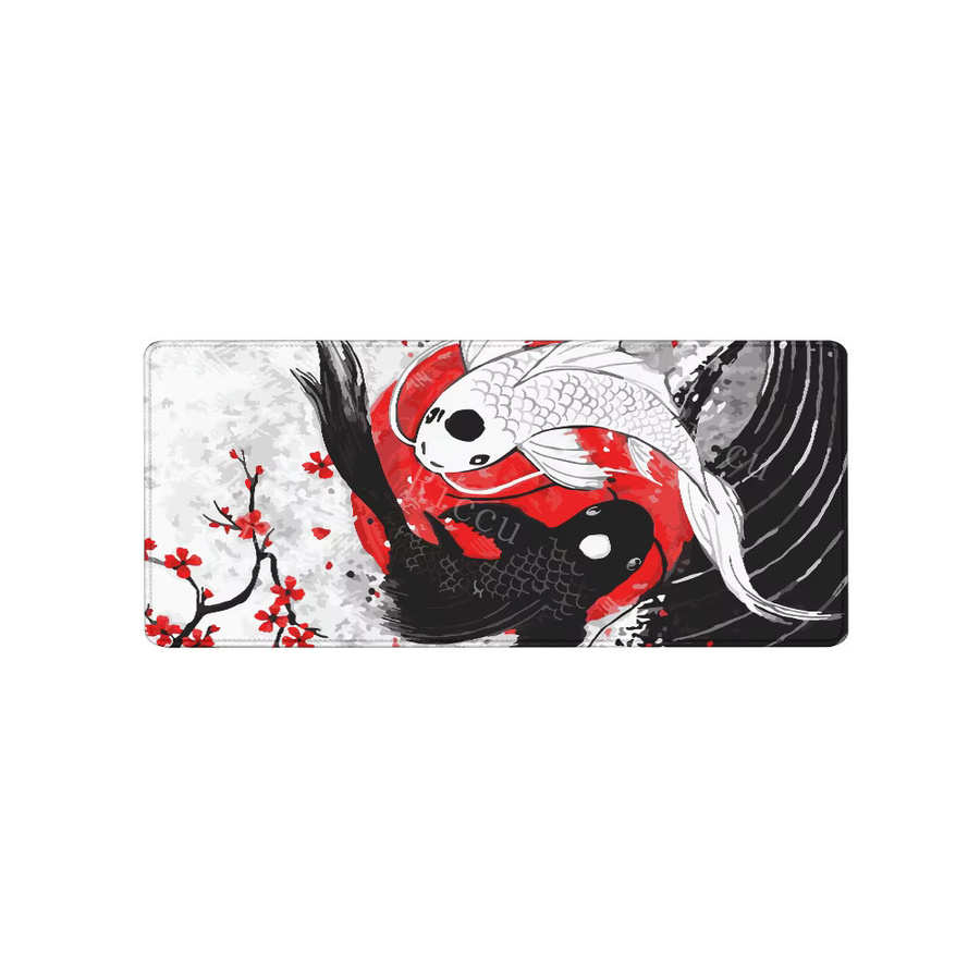 Riccu XXL Gaming Mauspad Koi Fish Yin-Yang Design Schwarz und Weiß B: 90 cm, T: 40 cm - Bild 5