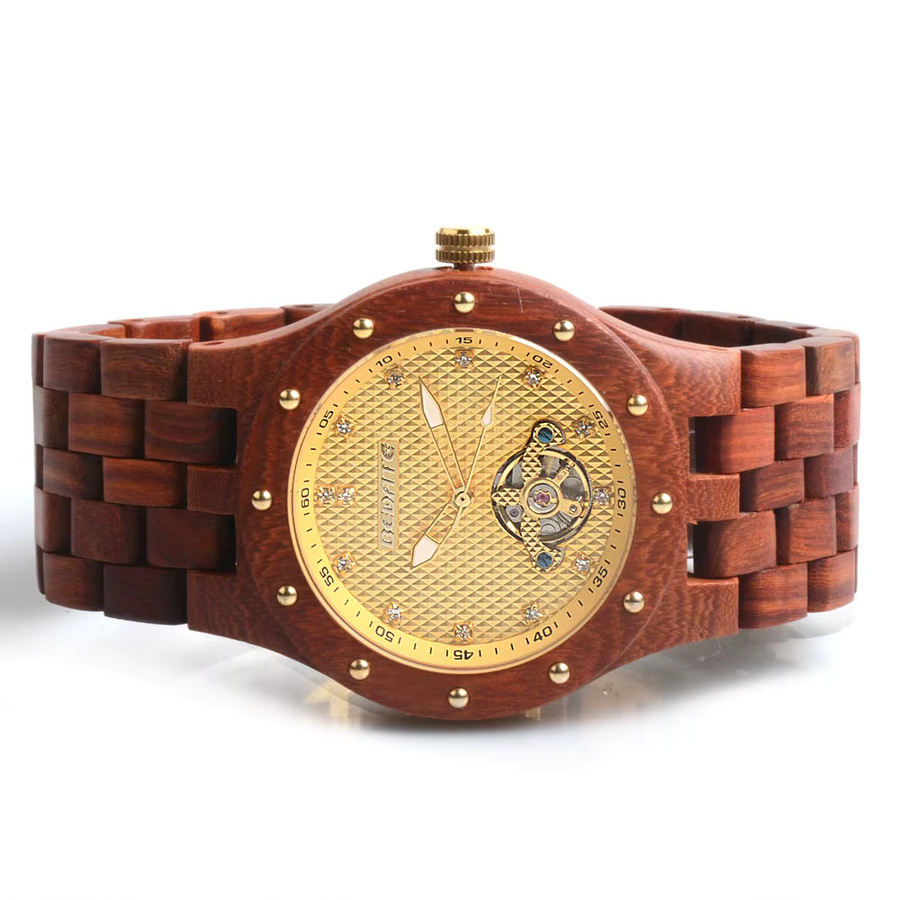 BEWELL Armbanduhr, Naturholz, Gold, Herren, Analoguhr - Bild 3