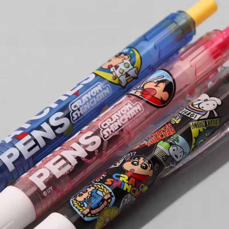 Bandai Crayon Shin-Chan Gelstifte 3er-Pack mit 0,5 mm feiner Spitze in Schwarz, Grün und Multicolour für Schule und Journaling - Bild 2