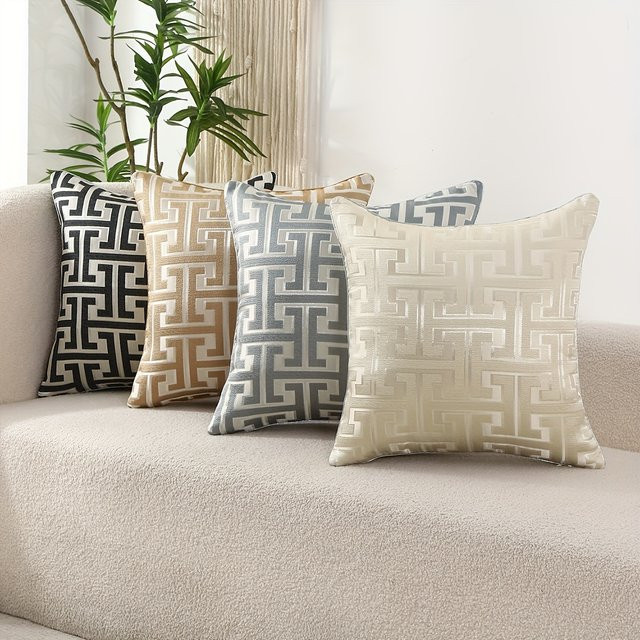 Miater Jacquard-Kissenbezug mit geometrischem Design in Grau, B/B: 45 x 45 cm - Bild 1