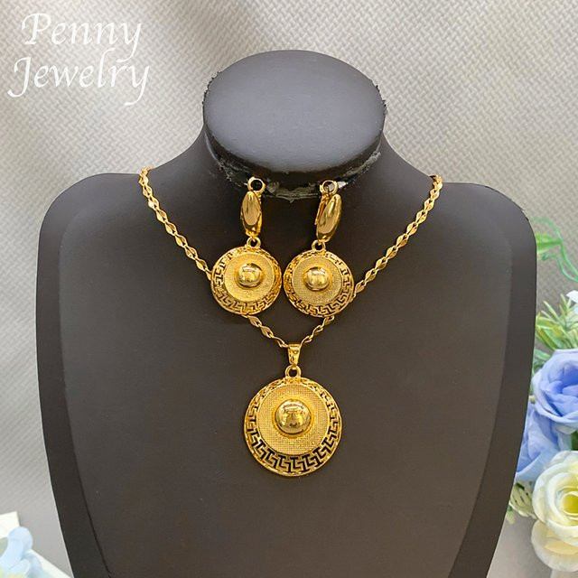 HIPUNK Schmuckset, 18 Karat vergoldetes Gold, Halskette, Ohrringe, Damen - Bild 1