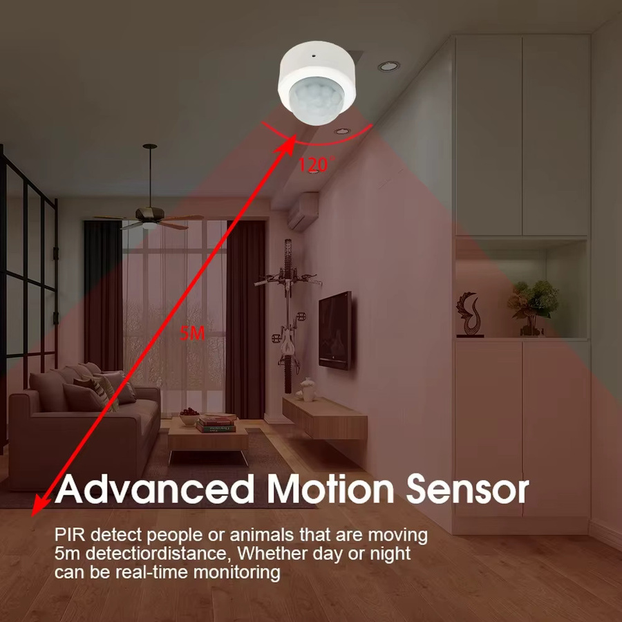 Tuya Zigbee PIR Bewegungssensor für Smart Home Automation, Infrarot-Körperdetektor mit Echtzeit-Alarm in Weiß - Bild 3