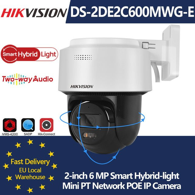 Hikvision DS-2DE2C600MWG-E Smart Hybrid-Light PT Outdoor IP-Kamera mit 6MP, Menschenerkennung, Auto-Tracking Lite und 2-Wege-Audio in Weiß - Bild 1