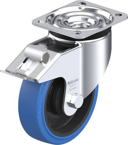 Blickle Lenkrolle LK-POEV 125KA-1-FI-SB mit Feststeller, Rad-Durchmesser: 125 mm, Tragfähigkeit: 250 kg, Farbe: Blau/Schwarz - Bild 1