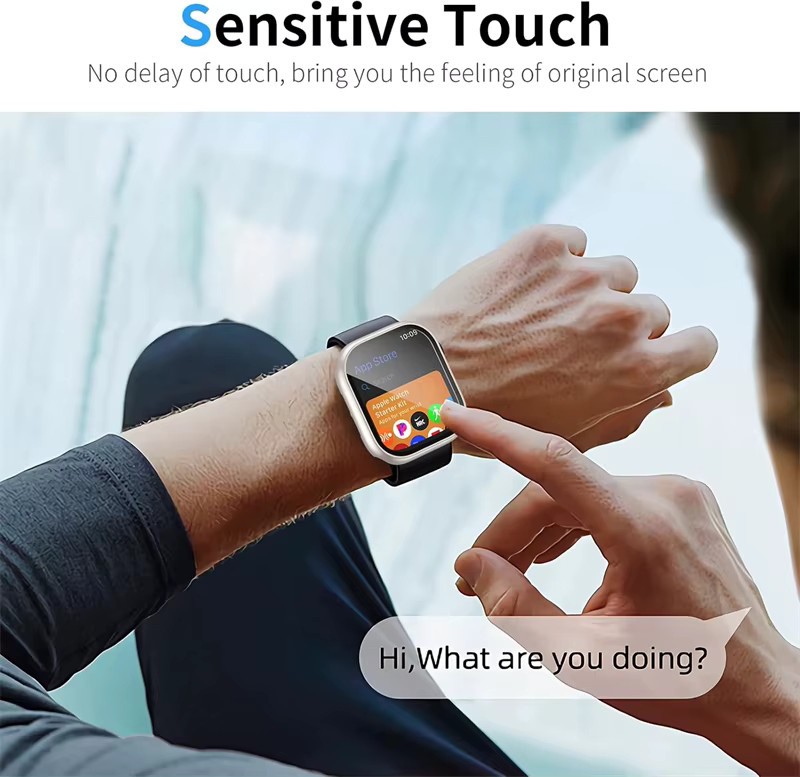 Displayschutzfolie für Apple Watch, Gehärtetes Glas, Schwarz - Bild 3