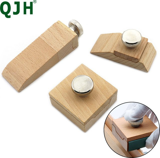 QJH Holz-Polierblock mit Schleifpapier, multifunktionales Werkzeug zur Kantenversiegelung und Polierung für das Lederhandwerk - Bild 1