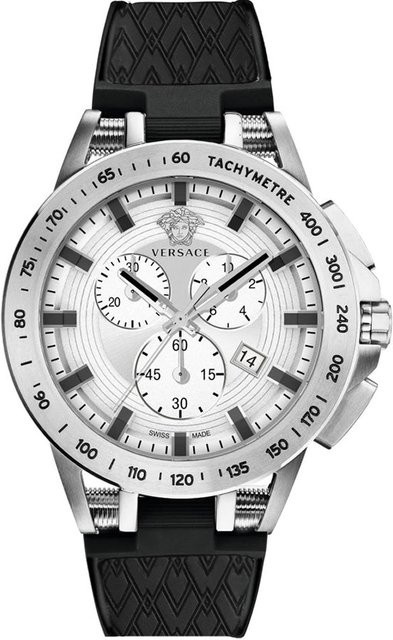 Versace Chronograph, Herrenuhr, Edelstahl, Quarz, 46 mm, Silber - Bild 1