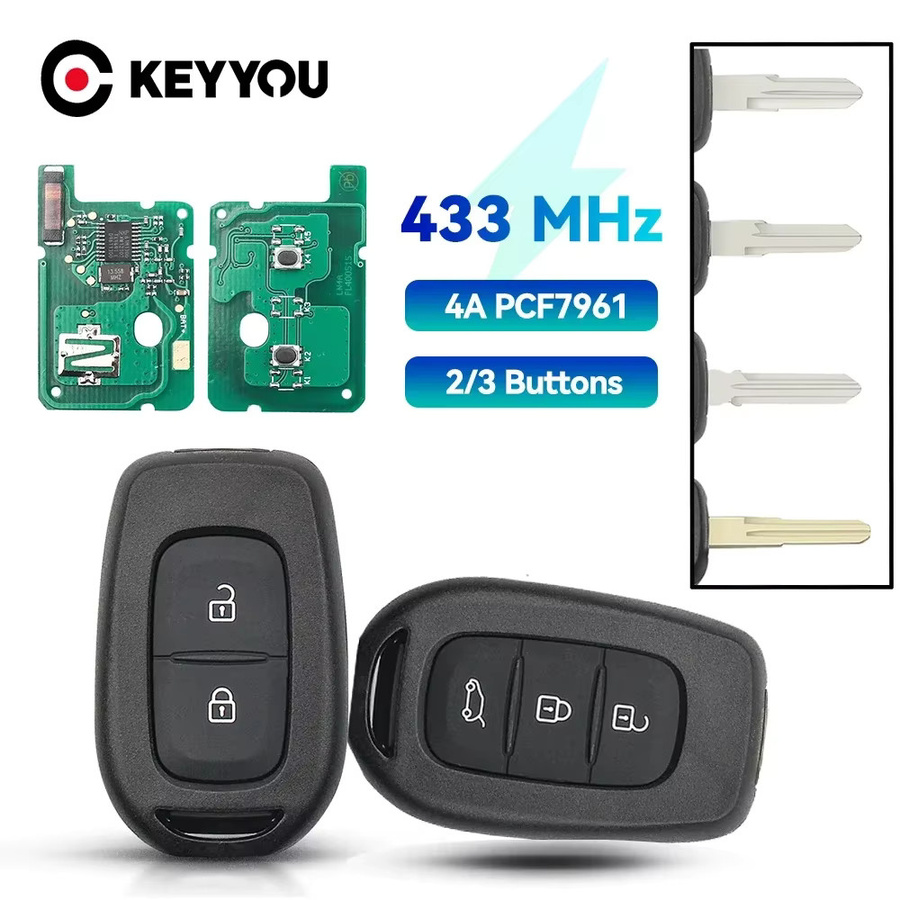 KEYYOU Fernbedienung Auto Schlüssel 433MHz PCF7961M in Schwarz für Renault Sandero Dacia Logan Lodgy Dokker Duster Trafic Clio4 Master3 VAUXHALL VIVARO - Bild 4