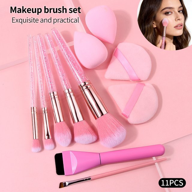 KOSSHOW Make-up-Pinsel-Set, 11-teilig, rosa, transparenter Kunststoffgriff - Bild 1