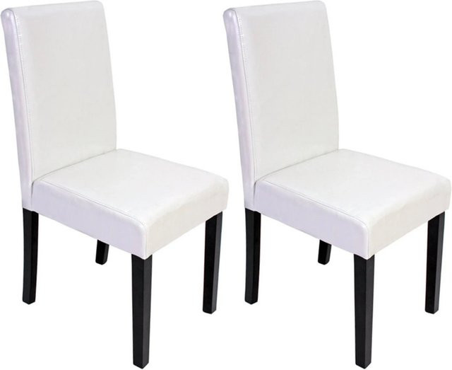 CHEFGASTRO Esszimmerstuhl 2er-Set aus Leder in Weiß mit dunklen Beinen, B/T/H: 43 x 56 x 90 cm, Sitzhöhe: 45 cm - Bild 1