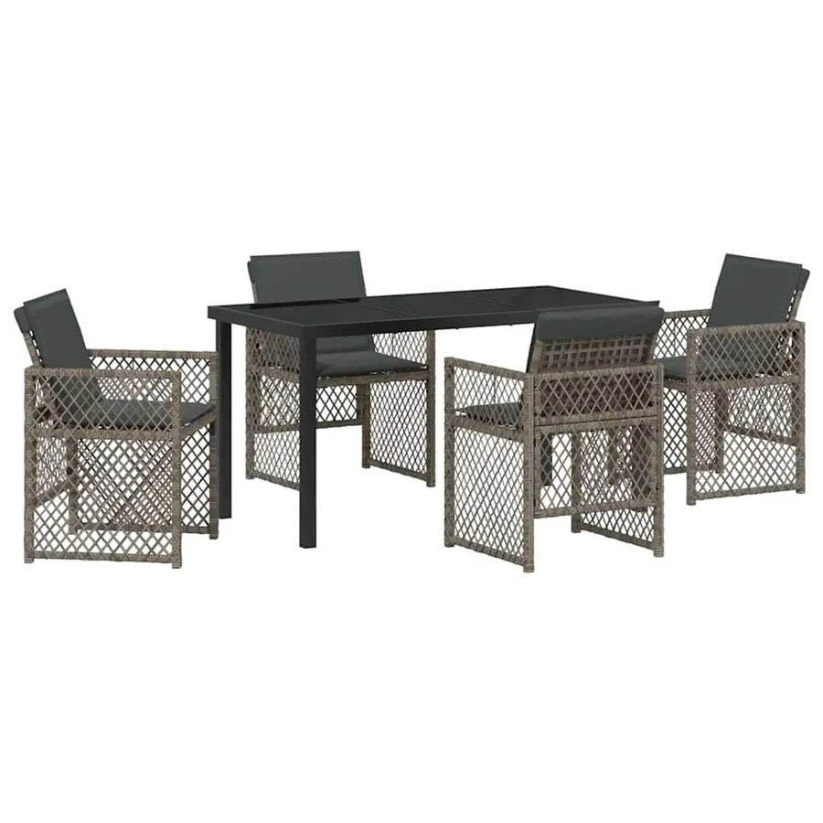 vidaXL Garten Essgruppe 5-teilig aus Poly-Rattan und Stahl in Grau - Bild 2