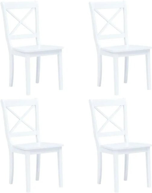 Set aus 4 vidaXL Esszimmerstühlen aus weiß lackiertem Gummibaum Massivholz - Bild 1