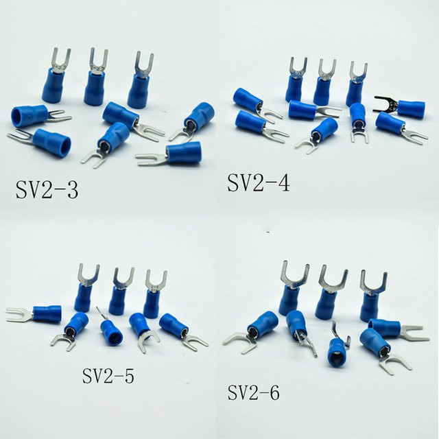 50 Stück SV2,5 vorisolierende Gabelspaten Kabelstecker in Blau für AWG-Draht-Crimp-Anschlüsse - Bild 1
