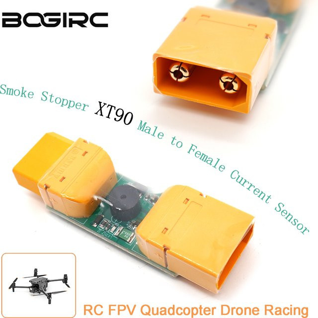 BOGIRC Smoke Stopper XT90 Stecker auf Buchse mit USB-C Stromsensor und Überlastschutzmodul für RC FPV Quadcopter Drohnen in Orange - Bild 1
