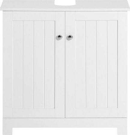 SoBuy Waschbeckenunterschrank BZR18 Badschrank mit verstellbarer Ablage in Weiß, B/T/H: 60 x 60 x 30 cm