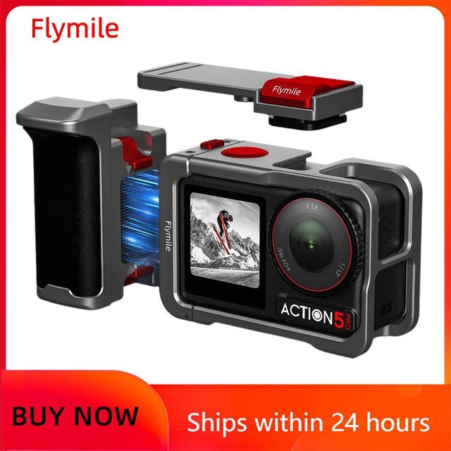 Flymile Metallkäfig Kamera-Griffhalter für DJI Osmo Action 5, 4 und 3 als Zubehör-Griffverlängerungshalterung - Bild 1
