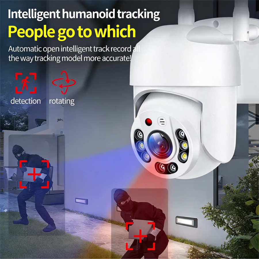 FUNOVATION WLAN PTZ Überwachungskamera für Außenbereich in Weiß mit automatischer Personenverfolgung, Farbnachtsicht und Zwei-Wege-Kommunikation - Bild 3