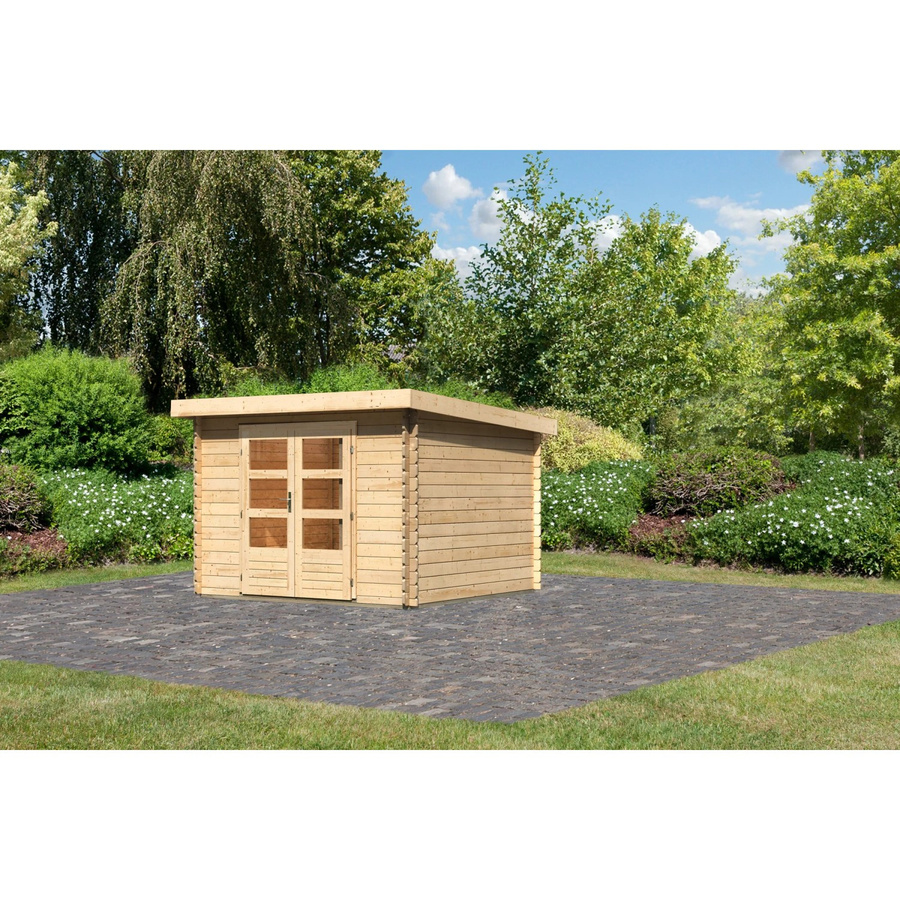 Karibu Holz-Gartenhaus Ängelholm in Natur Unbehandelt mit Blockbohlenbauweise B/T: 280 x 280 cm - Bild 2