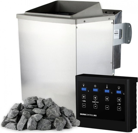 Suleno BioSaunaofen KEMI 90 kW Elektro in Edelstahl Silber, Wandmontage